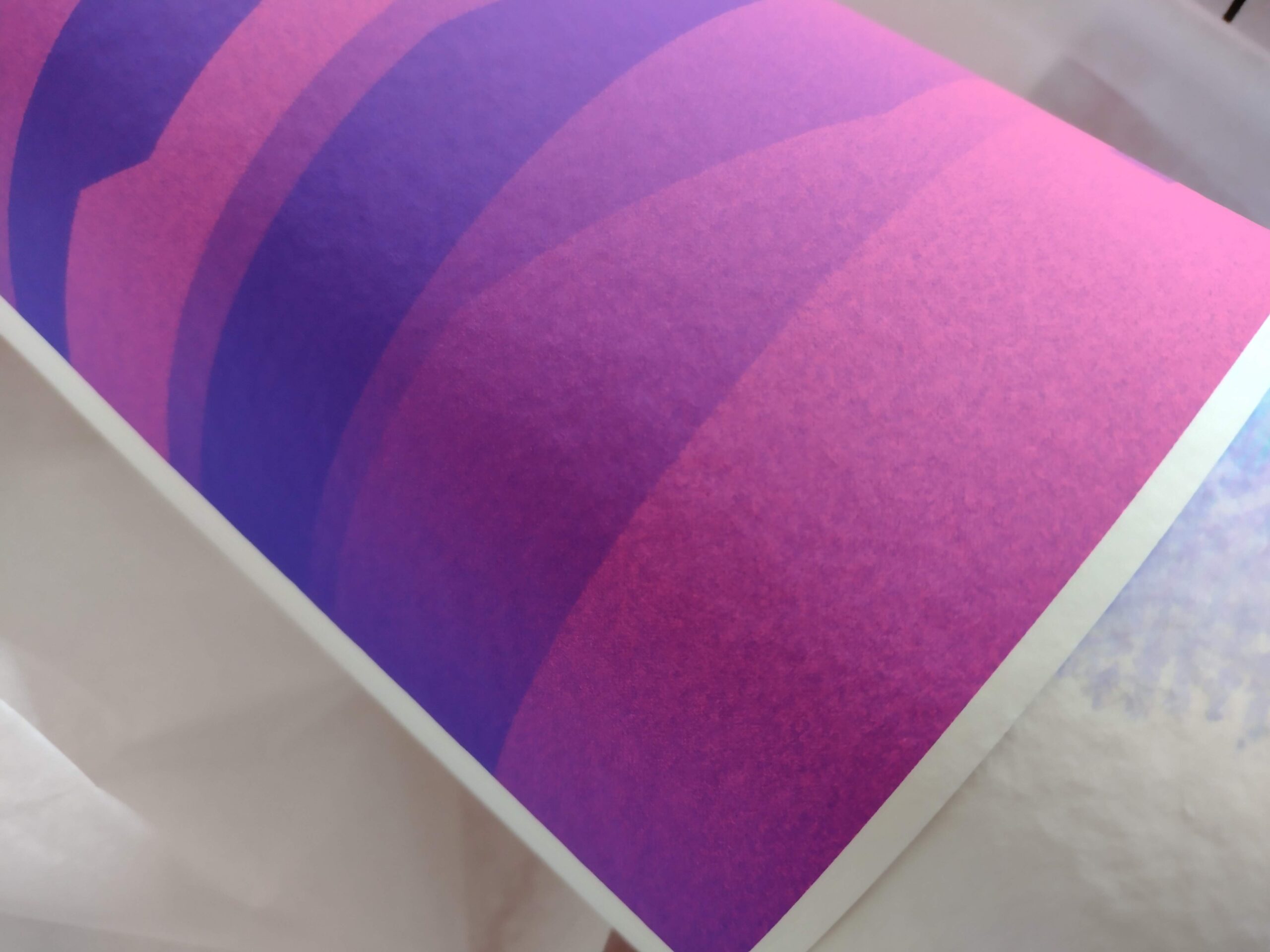 Photo showing detail of a fine art color print